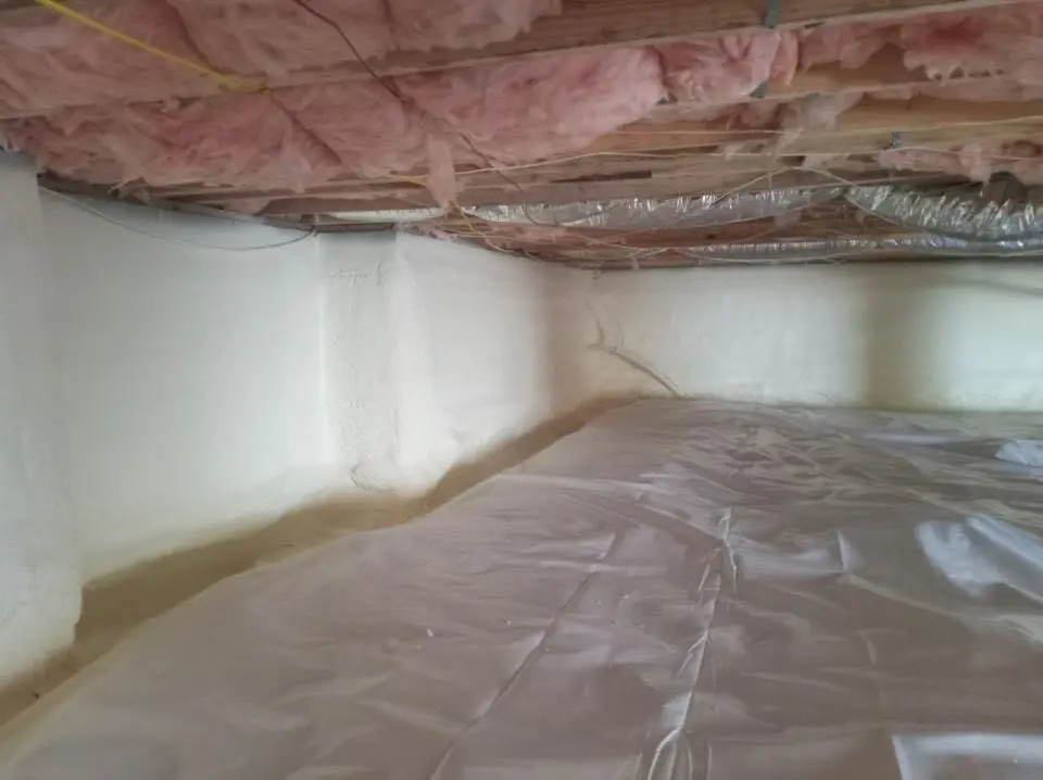 Crawl space encapsulation with closed-cell spray foam for Roof Leak Repair in Marcellus